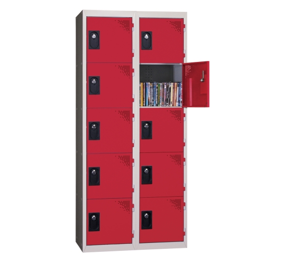 casier metallique monobloc 2 colonnes rouge