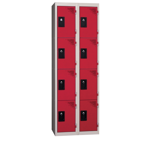 armoire métallique vestiaire 2 colonnes 4 cases rouge 