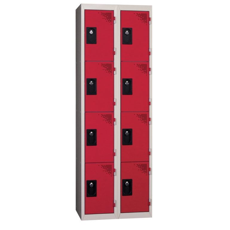 armoire métallique vestiaire 2 colonnes 4 cases rouge 
