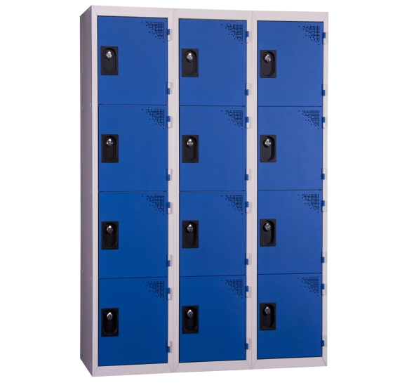 casier de rangement métal 4 cases monobloc bleu