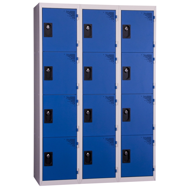 casier de rangement métal 4 cases monobloc bleu