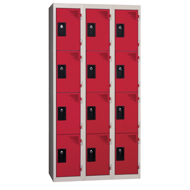 armoire métallique vestiaire 3 portes rouge