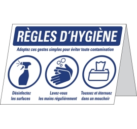 Panneau Règle d'hygiène - Lot de 5 A4 0.1 CHEVALET