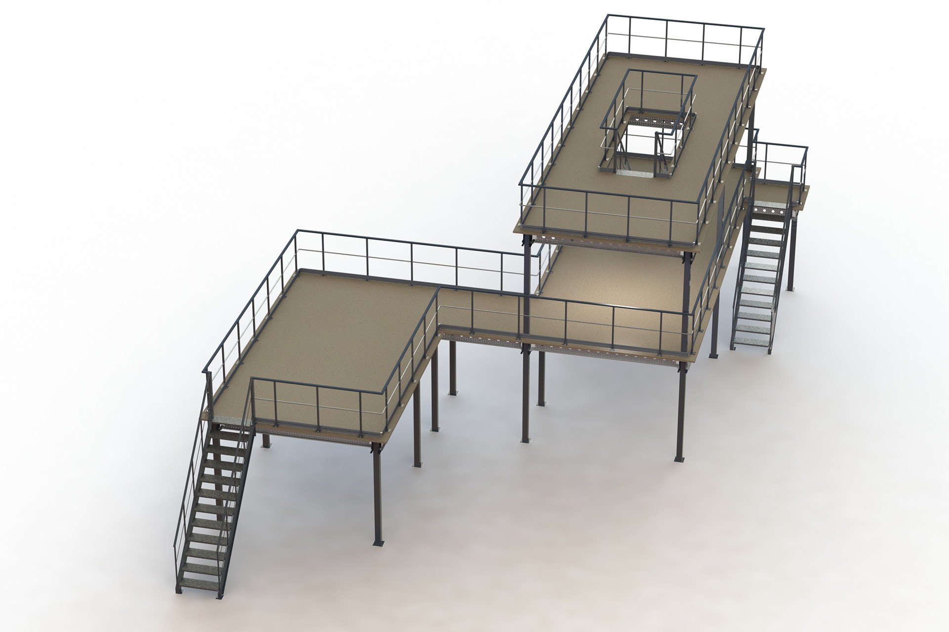 Plateforme métallique Proplus LP3 sur deux niveaux avec 3 escaliers